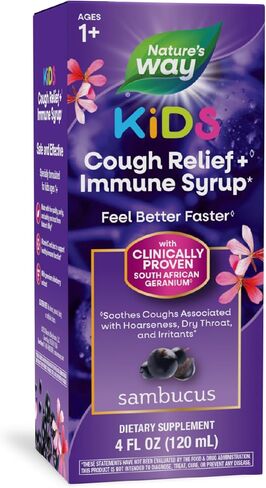 Melissa & Doug Sambucus Relief Kid's Cough Syrup with Elderberry, Vitamin C, Zinc, and South African Geranium, 8 Fl. Oz in Saudi Arabia