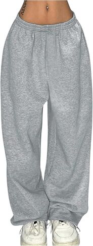 WDIRARA Women's Elastic Waist Sweatpants Sporty Gym Athletic Joggers Baggy Lounge Pants with Pockets in Saudi Arabia