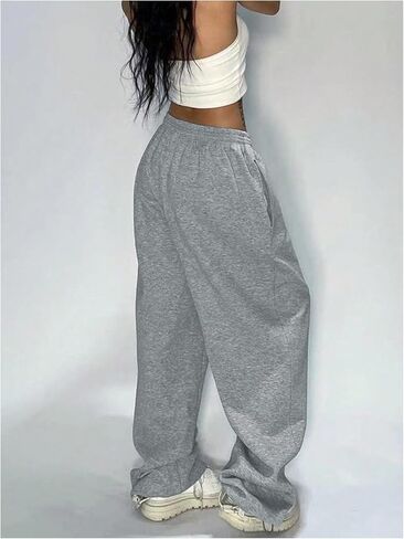 WDIRARA Women's Elastic Waist Sweatpants Sporty Gym Athletic Joggers Baggy Lounge Pants with Pockets in Saudi Arabia