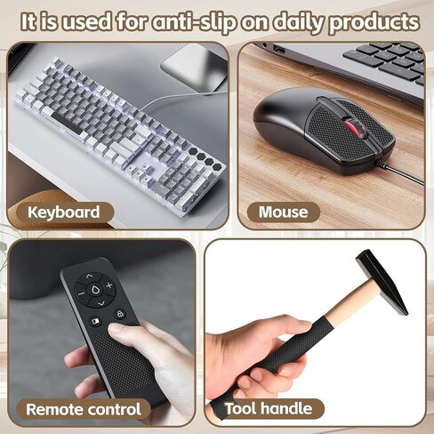 Rubber Grip Tape Kit, Durable Non-Slip Tape with 92 Customizable Pre-Cut Strips, Ideal for Increasing Friction and Comfortable on Phones, Cups, Tool Handles, and Game Controllers.(2Pack, Black) in Saudi Arabia