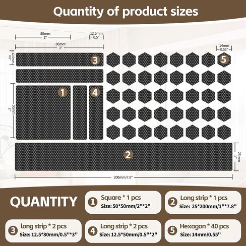 Rubber Grip Tape Kit, Durable Non-Slip Tape with 92 Customizable Pre-Cut Strips, Ideal for Increasing Friction and Comfortable on Phones, Cups, Tool Handles, and Game Controllers.(2Pack, Black) in Saudi Arabia