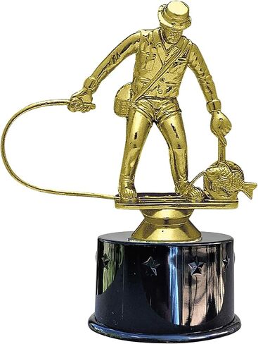 Express Medals Fisherman Fishing Award Trophy Party Favor Gift Prize Including 4 Gold Color Decals to Custom Personalize The Black Round Base in Saudi Arabia