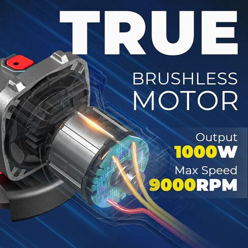 Dong Cheng Cordless Angle Grinder 20V 4-1/2 inch, 9000RPM with Variable Speed, Slide Switch, DSC Protection for Cutting, Grinding, Polishing, Included 6 Discs & 4.0Ah Battery Charger Kit in Kuwait