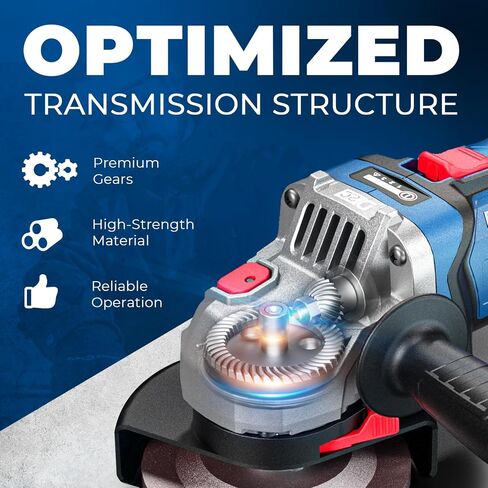 Dong Cheng Cordless Angle Grinder 20V 4-1/2 inch, 9000RPM with Variable Speed, Slide Switch, DSC Protection for Cutting, Grinding, Polishing, Included 6 Discs & 4.0Ah Battery Charger Kit in Kuwait
