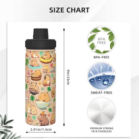Capybara Gifts Tumbler Water Bottle 18 Oz Stainless Steel Vacuum Insulated Bottle Leak Proof Cup For Hot Or Cold Drinks in Saudi Arabia