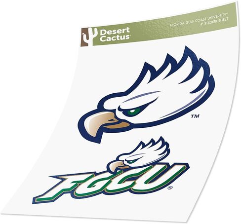 Desert Cactus Florida Gulf Coast University Eagles Sticker Vinyl Decal Laptop Water Bottle Car Scrapbook (4 Inch Set V1) in Saudi Arabia