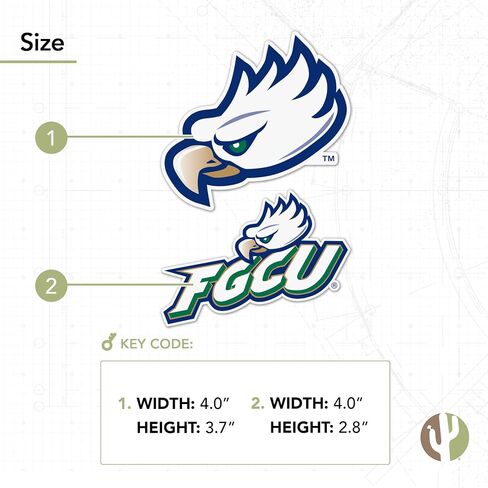 Desert Cactus Florida Gulf Coast University Eagles Sticker Vinyl Decal Laptop Water Bottle Car Scrapbook (4 Inch Set V1) in Saudi Arabia