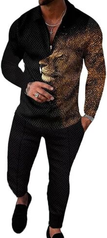 Men's Polo Sweatsuit Sets Long Sleeve 2 Piece Outfit Fashion Jogging TrackSuit Comfy Casual Set for Men in Saudi Arabia