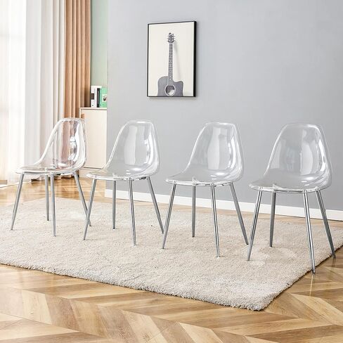 Simply TransplentDining البلاستيك كرسي كريستال كرسي الماكياج الإبداعي كرسي مفاوضات البراز من 4 و Plating Metal LEGW115164140 ، TW 1200 QZ591 in Saudi Arabia
