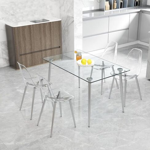 Simply TransplentDining البلاستيك كرسي كريستال كرسي الماكياج الإبداعي كرسي مفاوضات البراز من 4 و Plating Metal LEGW115164140 ، TW 1200 QZ591 in Saudi Arabia