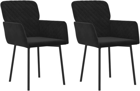 Dining Chair Set of 2 Black Velvet (100% Polyester), Metal, plywood11,6KG in Saudi Arabia
