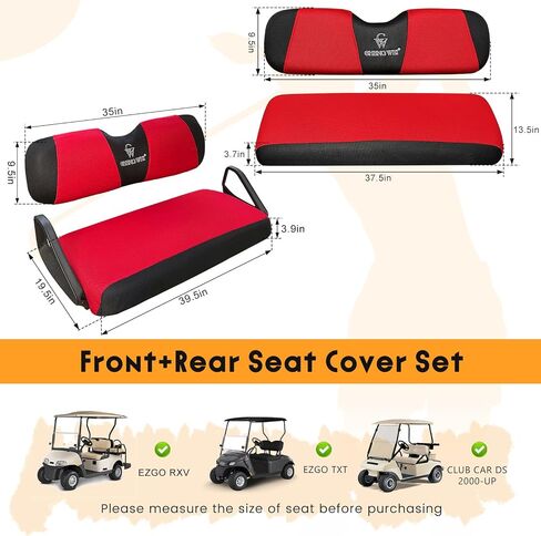 يغطي مقعد عربة الجولف 4 أجهزة كمبيوتر أمامية وخلفية مجموعات لمجموعات Ezgo Txt RXV و Club Car DS 2000 و Up Standard Peat Cushion ، استبدال التبريد القابل للتنفس لا حاجة إلى دباسة (Red & Black) in Kuwait