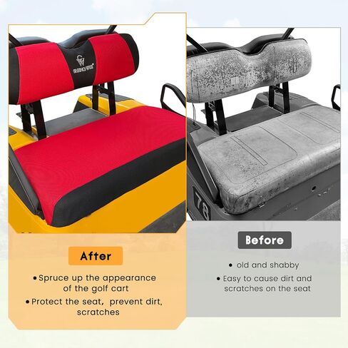 يغطي مقعد عربة الجولف 4 أجهزة كمبيوتر أمامية وخلفية مجموعات لمجموعات Ezgo Txt RXV و Club Car DS 2000 و Up Standard Peat Cushion ، استبدال التبريد القابل للتنفس لا حاجة إلى دباسة (Red & Black) in Kuwait