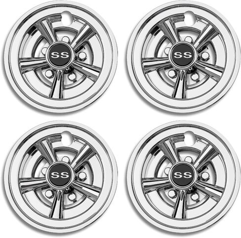 8 inch Golf Cart Hub Caps (Set of 4) - Rust-Proof SS Chrome Wheel Covers, Snap-On Design for Yamaha, EZ-GO, Club Car | Universal Fit & Weather-Resistant Accessories in Kuwait