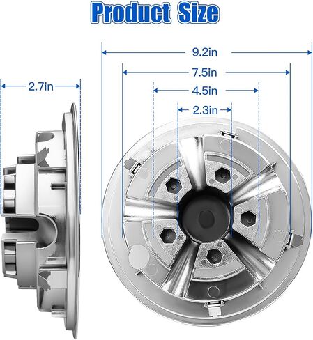 8 inch Golf Cart Hub Caps (Set of 4) - Rust-Proof SS Chrome Wheel Covers, Snap-On Design for Yamaha, EZ-GO, Club Car | Universal Fit & Weather-Resistant Accessories in Kuwait