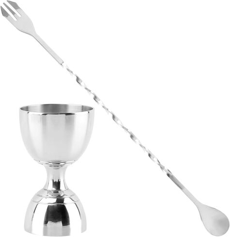 Cocktail Jigger for Bartending, 1 oz 2 oz Cocktail Measuring Jigger with Cocktail Spoon, Shot Measure Double Jigger with Measurements Inside, Bar Alcohol Measuring Tools in Saudi Arabia
