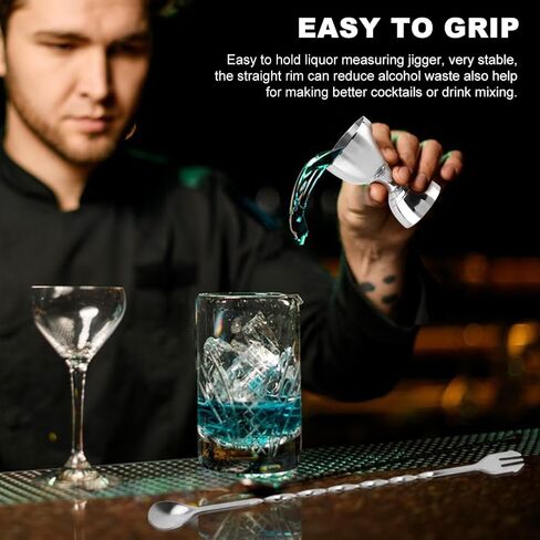 Cocktail Jigger for Bartending, 1 oz 2 oz Cocktail Measuring Jigger with Cocktail Spoon, Shot Measure Double Jigger with Measurements Inside, Bar Alcohol Measuring Tools in Saudi Arabia