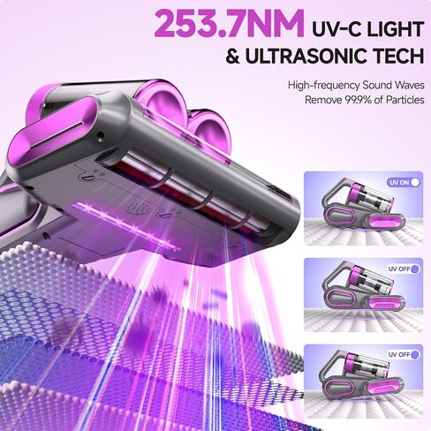 فراغ مرتبة اللاسلكي ، فراغ سرير 16 كيلو باسكال مع ضوء 253.7nm UV-C ، مرشح HEPA والتكنولوجيا بالموجات فوق الصوتية ، فراغ محمول محمول للأريكة والأريكة والحيوانات الأليفة in Kuwait