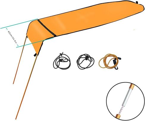 Kayak Sun Shade Canopy, Single Person, Waterproof, Orange, with Mounting Cords in Saudi Arabia