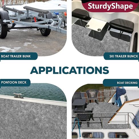 SturdyShape Boat Trailer Bunk Carpet Kit 9inx100ft - Marine Carpet Covers for Trailers, Lift Runners, and Jet Skis - (1, Black) (Black) in Kuwait