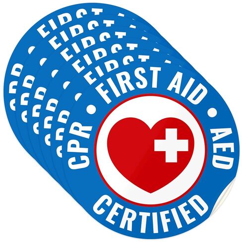 CPR معتمد ، الإسعافات الأولية ، ملصق القبعة الصلبة ، (6 حزمة) 2x2 بوصة ، صائق القبعة الصلبة ، التي صنعت في الولايات المتحدة الأمريكية بواسطة Sigo Signs in Saudi Arabia