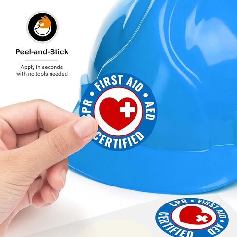 CPR معتمد ، الإسعافات الأولية ، ملصق القبعة الصلبة ، (6 حزمة) 2x2 بوصة ، صائق القبعة الصلبة ، التي صنعت في الولايات المتحدة الأمريكية بواسطة Sigo Signs in Saudi Arabia