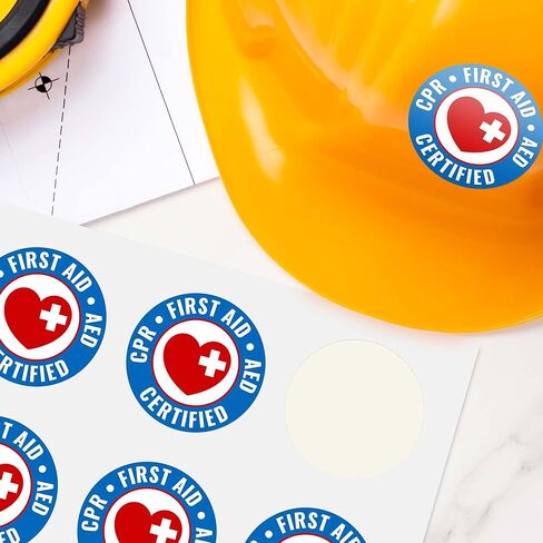 CPR معتمد ، الإسعافات الأولية ، ملصق القبعة الصلبة ، (6 حزمة) 2x2 بوصة ، صائق القبعة الصلبة ، التي صنعت في الولايات المتحدة الأمريكية بواسطة Sigo Signs in Saudi Arabia