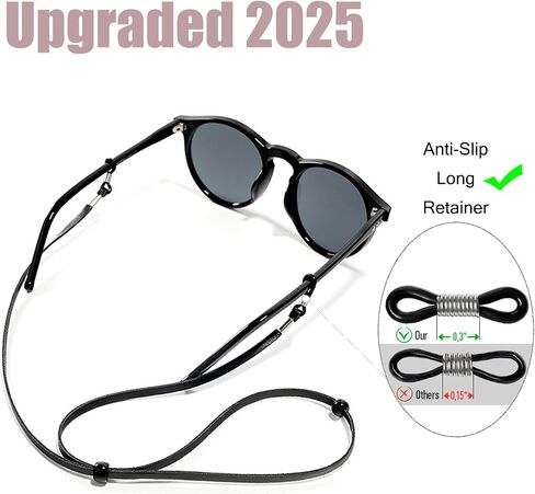 Glasses Strap - Premium ECO Leather Eye Glass String Strap - Eyeglass Chain for Women Men - Eye Glass Accessory Chain Around Neck - Eyeglass Retainer 5 Cords in Saudi Arabia