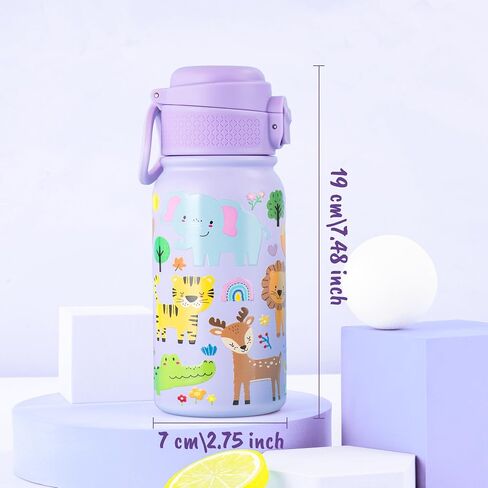 Goppus 12oz Kids Bottle-خالية من BPA ، مقاومة للتسرب ، معزولة من الفولاذ المقاوم للصدأ-مقاومة للعرق ، قابلة لإعادة الاستخدام للمدارس والرياضة والأنشطة الخارجية in Saudi Arabia