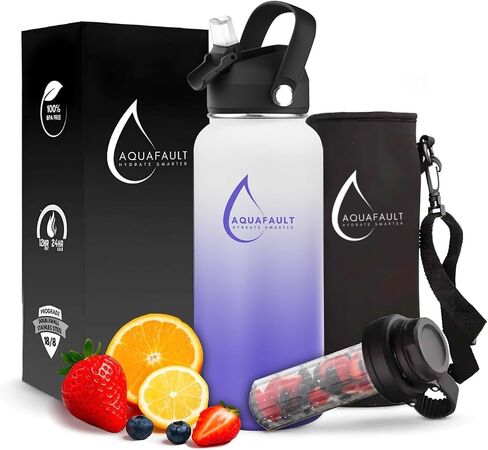 32oz Stainless Steel Fruit Infuser Water Bottle – BPA-Free, Leak-Proof, Easy to Clean, Reusable Sports Bottle for Gym, Travel & Outdoor Use (Ocean Blue) in Saudi Arabia