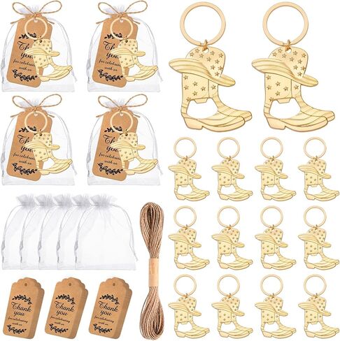 VZCBZC 30SET COWBOY BOOT BOTHERCAIN ANCHAINS BABY SHAND FAVORS للضيوف ، هدايا تذكارية للزجاجات الغربية لحفلات عيد ميلاد حفل الزفاف Quinceanera Party (الذهب) in Kuwait
