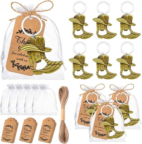 VZCBZC 30Set Cowboy Boot Bottle Opener Keychains Baby Shower Return Favors for Guests, Western Bottle Opener Souvenirs for Wedding Birthday Quinceanera Party Favors (Gold) in Kuwait