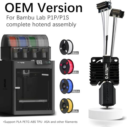 Original Bamboo Lab P1 Hotend Assembly Complete with Hardened Steel 0.4mm Nozzle,Ceramic Heater, Thermistor, Cooling Fan,Silicone Sock for P1S P1P 3D Printer Extruder Heating Block Replacement in Saudi Arabia