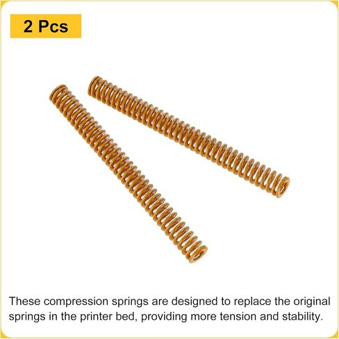 uxcell 2pcs 3D Printer Heating Bed Spring, 8mm OD 80mm Length Light Load Compression Mould Die Spring 3D Printer Compression Spring for 3D Printer Electric Part, Yellow in Kuwait