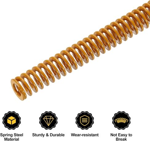 uxcell 2pcs 3D Printer Heating Bed Spring, 8mm OD 80mm Length Light Load Compression Mould Die Spring 3D Printer Compression Spring for 3D Printer Electric Part, Yellow in Kuwait