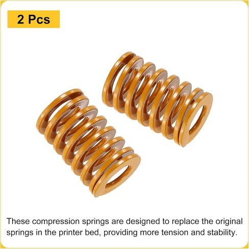 uxcell 2pcs 3D Printer Heating Bed Spring, 8mm OD 80mm Length Light Load Compression Mould Die Spring 3D Printer Compression Spring for 3D Printer Electric Part, Yellow in Kuwait