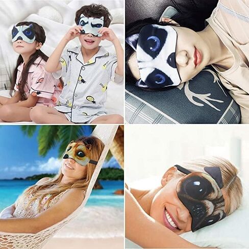BE 3 Pack Dog Cat Sleep Mask with Gel Mask Cold Warm Compress Cute Funny Blindfold Eye Cover Kids Women Men Gift (Cats4) in Kuwait