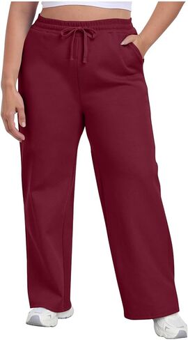 Plus Size Baggy Sweatpants for Women with Pockets Warm Wide Leg Cargo Lounge Long Joggers Open Bottom Pants in Kuwait