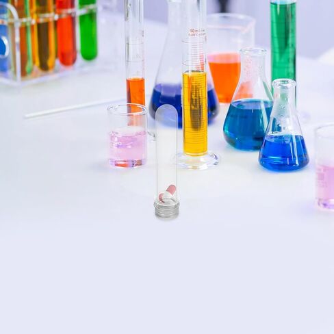 20pcs أنابيب اختبار البلاستيك: أنابيب واضحة مع قبعات المسمار أنابيب الحلوى للتجارب العلمية لحفلات عيد ميلاد لوازم التخزين الحلوى in Saudi Arabia
