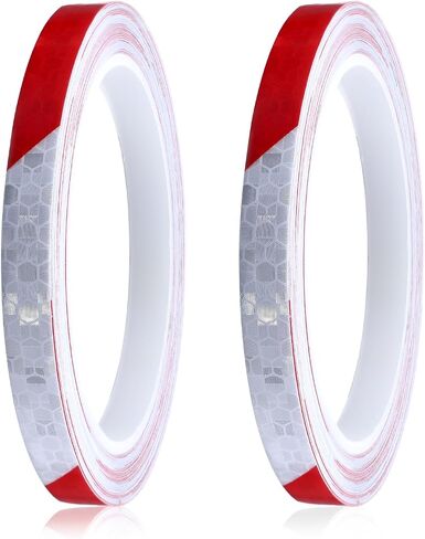 2 PCS Neon Reflective Tape 0.4in X 26feet Red WhiteHigh-Intensity Reflective Tapes, Warning Tape Night Safety Stickers Fluorescent Tapes Waterproof Outdoor Dot Auto Sticker for Bikes Helmet in Saudi Arabia