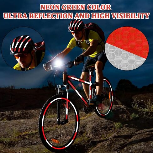 2 PCS Neon Reflective Tape 0.4in X 26feet Red WhiteHigh-Intensity Reflective Tapes, Warning Tape Night Safety Stickers Fluorescent Tapes Waterproof Outdoor Dot Auto Sticker for Bikes Helmet in Saudi Arabia