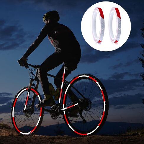 2 PCS Neon Reflective Tape 0.4in X 26feet Red WhiteHigh-Intensity Reflective Tapes, Warning Tape Night Safety Stickers Fluorescent Tapes Waterproof Outdoor Dot Auto Sticker for Bikes Helmet in Saudi Arabia