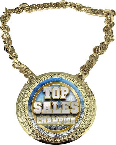 Express Medals Top Sales Award Champ Chain Trophy with a Center Plaque Plate Measuring 6 by 5.25 Inches and Includes a 34 Inch Chain with Black Velvet Presentation Bag. in Saudi Arabia