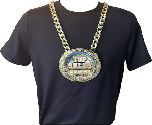 Express Medals Top Sales Award Champ Chain Trophy with a Center Plaque Plate Measuring 6 by 5.25 Inches and Includes a 34 Inch Chain with Black Velvet Presentation Bag. in Saudi Arabia