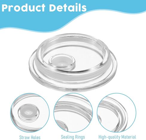 5 Pcs Clear Glass Lids for 16 oz Glass Cups, Acrylic Glass Cup Replacement Lid with Straws Hole for Beer, Soda, Can, Drinking Glasses in Saudi Arabia