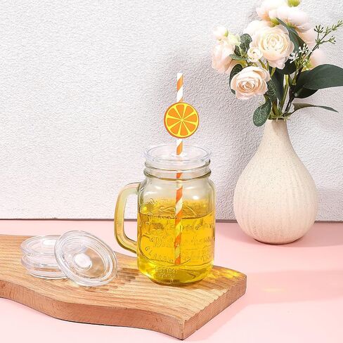 5 Pcs Clear Glass Lids for 16 oz Glass Cups, Acrylic Glass Cup Replacement Lid with Straws Hole for Beer, Soda, Can, Drinking Glasses in Saudi Arabia