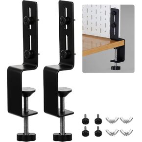 2 PCS Desk Clamp ، Pegboard Fixing Bracket Desktop Fixing Bracket ، Office Game Home Desktop Accessories Bracket ، Pegboard Organizer Metal Bracket (Black) in Kuwait