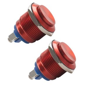 2Pack Momentary Push Button Switch, 19MM 5A Aluminium Alloy Shell Pushbutton Switches- 1NO 12V SPST Screw Terminal Metal High Round Waterproof for Industrial Car Switch in Kuwait