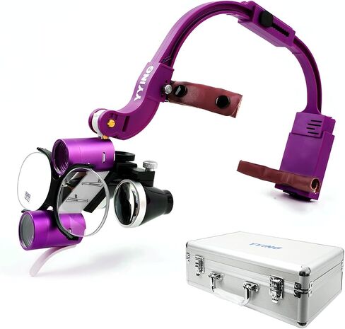 Dental Loupes with Light 3.5X420mm Magnifying Glass, Binoculars Angle Adjustable Head Loupes with LED Light, Aluminum Box Silver in Saudi Arabia