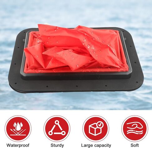 Marine Deck Plate Square Hatch With Pull Out Handle Access Hatch For Boat Canoe 25X35cm Plastic Waterproof Design With 90-Degree Locking Hinges And Red Storage Bag For Outdoor Water Activities Black in Saudi Arabia